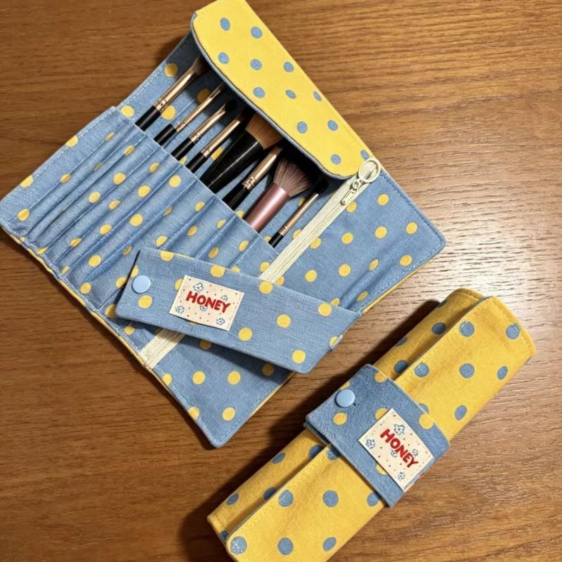 Makeup - Vintage etui met stippenpatroon, opvouwbaar, voor