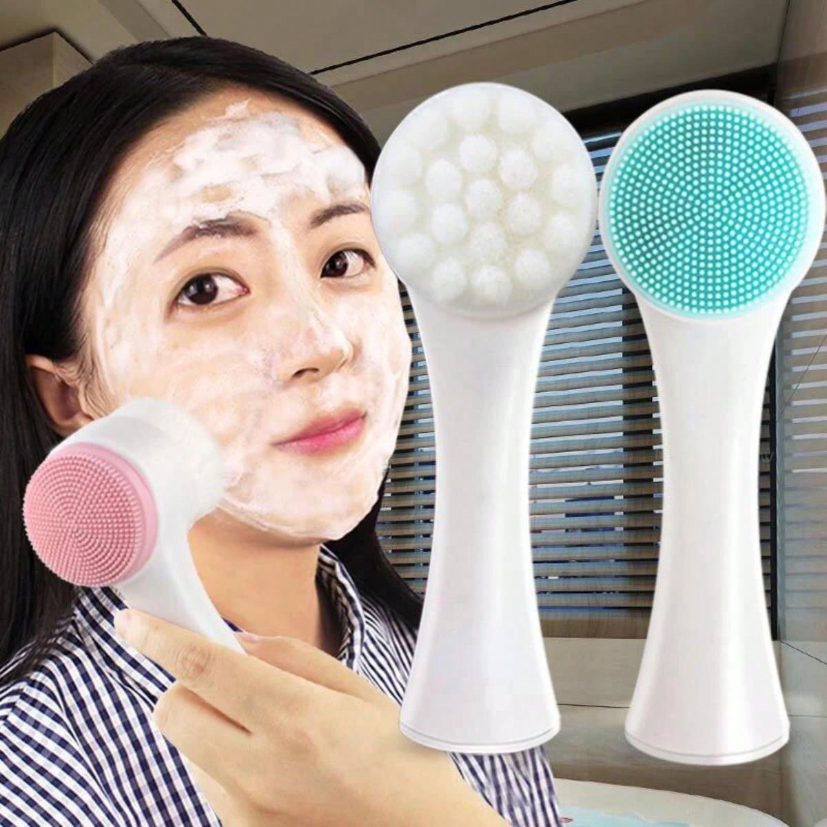 Silicone Face Scrubber Electric - Dubbelzijdige gezichtsreiniger Siliconen gezichtsreinigingsborstel Mee-eter verwijderen