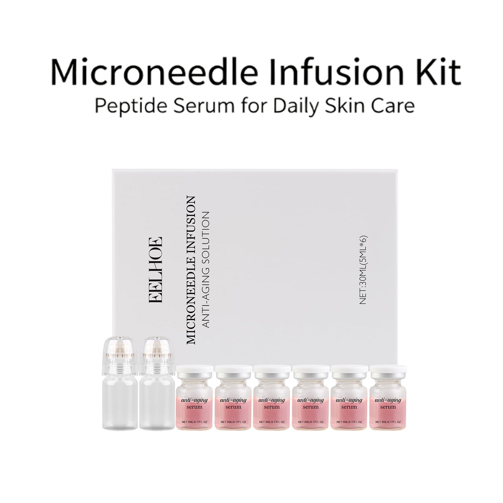 Hyaluronic Acid Facial Serum - 0,2 mm Microneedle Serum Kit 6
